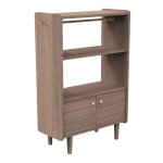 Bibliothque 2 portes et 1 penderie en bois avec boutons mtal - jazzy marron