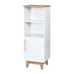 Bibliothque colonne 1 porte 2 niches finn blanc / chne dor
