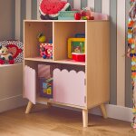 Biblioth�que enfant 2 �tag�res 2 portes rose