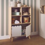 Biblioth�que enfant, 2 portes et 4 �tag�res blanc