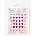 Bijoux d'oreille autocollants �toiles + coeurs multicolore