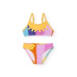 Bikini pour fille en maille avec bretelles d�coratives rose