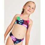 Bikini fille en maille avec fleurs appliqu�es bleu