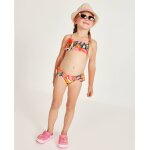 Bikini fille en maille avec d�tail floral en relief orange