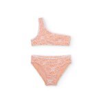 Bikini fille en maille avec imprim� en relief orange