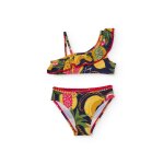 Bikini fille en maille avec volant � l encolure jaune