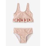 Bikini r�tro fille lil' atelier mini � volants et broderies vieux rose