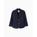 Blazer en piqu� avec poches � rabat bleu fonc�