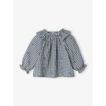 Blouse b�b� fille vichy bleu gris�