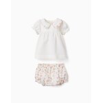 Blouse et bloomer en coton avec volants beige clair