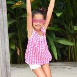 Blouse bretelles �t� coton et fine dentelle anais rose fuchsia blanc