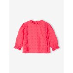 Blouse en broderie anglaise bébé à volants rose bonbon Blouse en broderie anglaise bébé à volants rose bonbon