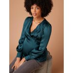 Blouse cache - coeur de grossesse effet satin envie de fraise bleu ptrole