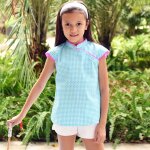 Blouse chinoise t coton annam bleu turquoise rose fuchsia