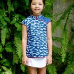 Blouse chinoise Été poissons koi annam bleu rouge Blouse chinoise Été poissons koi annam bleu rouge