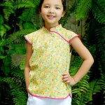 Blouse chinoise liberty � col mao annam jaune rose