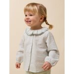 Blouse col brod� b�b� rayure amande