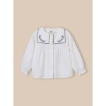 Blouse col brodé blanc doux Blouse col brodé blanc doux