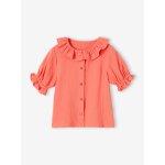Blouse à collerette en gaze de coton fille corail Blouse à collerette en gaze de coton fille corail