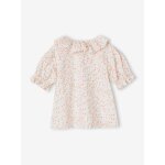 Blouse à collerette en gaze de coton fille écru Blouse à collerette en gaze de coton fille écru