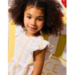 Blouse en coton � carreaux avec volants b&s blanc