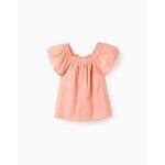 Blouse en coton � manches courtes et pois suisses orange clair