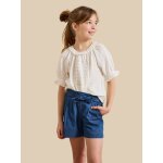 Blouse fille broderie anglaise en gaze de coton ecru