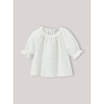 Blouse fille broderie anglaise en gaze de coton ecru