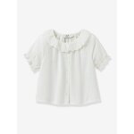 Blouse fille broderie anglaise en gaze de coton �cru
