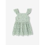 Blouse fille broderie anglaise � volants vert sauge