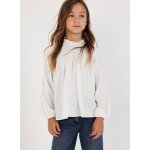 Blouse fille avec dentelle et col fronc� blanc