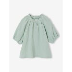 Blouse fille en gaze de coton vert sauge