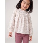 Blouse fille manches smock�es vanille