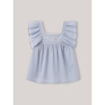 Blouse fille en plumetis brod� bleu clair