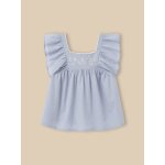 Blouse fille en plumetis brod� bleu clair