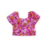 Blouse fille en tissu tiss� avec motif tie - dye rose