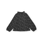 Blouse fille en toile avec col montant et imprim� floral noir