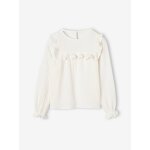Blouse fille  volant en gaze de coton cru