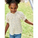 Blouse  fleurs fille dtails en broderie anglaise cru