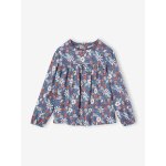 Blouse  fleurs fille indigo