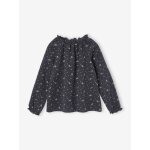 Blouse à fleurs en velours milleraies fille anthracite Blouse à fleurs en velours milleraies fille anthracite