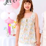 Blouse fleurie liberty � bretelles crois�es ana�s jaune bleu rose pastel