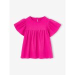 Blouse en gaze de coton bio fille manches papillon fuchsia