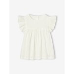 Blouse en gaze de coton brode fille blanc
