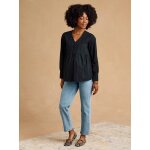 Blouse grossesse et allaitement en broderie anglaise noir