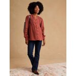 Blouse grossesse et allaitement en dentelle macram� terracotta