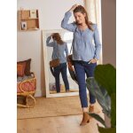 Blouse de grossesse et d'allaitement gaze de coton bleu