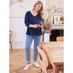Blouse de grossesse et d'allaitement gaze de coton bleu