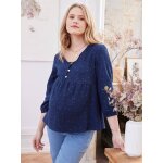 Blouse de grossesse et d'allaitement gaze de coton bleu Blouse de grossesse et d'allaitement gaze de coton bleu