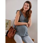 Blouse de grossesse et d'allaitement gaze de coton vert moyen uni avec decor